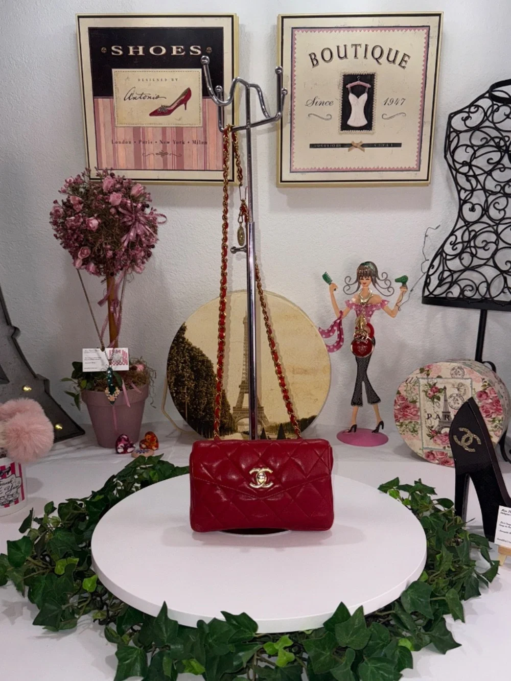 POSH CHANEL RED BUM/FANNY-BELT BAG HANDBAG! (RARE)